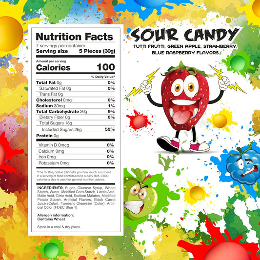 16 Ounces Pack | Sour Blastz, 8-Ounce Bag + Sour Rainbow Belts Bite Size, 8-Ounce Bag