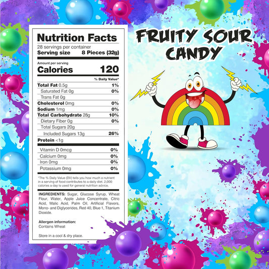 Sour Belts, Bite-Size Gummy Candy, Berry Flavors, 2 Lb Bag