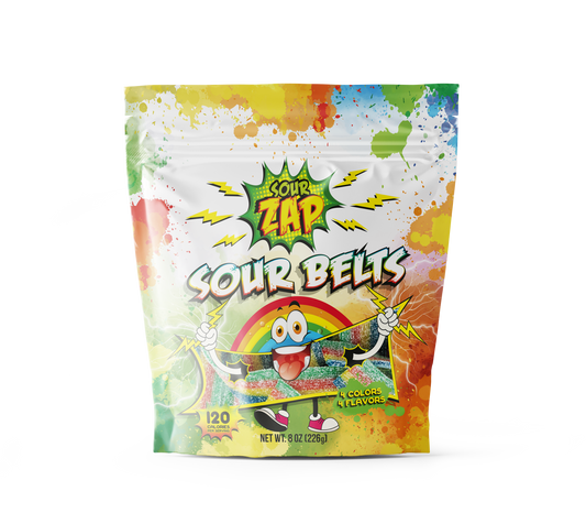 SourZap Sour Belts | 8-Ounce Bag | Gummy Candy | Pink Lemonade Flavor | Natural Flavors and Colors