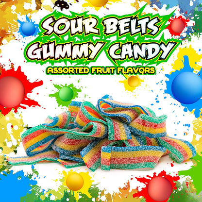 SourZap Sour Belts | 16-Ounce Pack | Rainbow Gummy Candy | Assorted Fruit Flavors