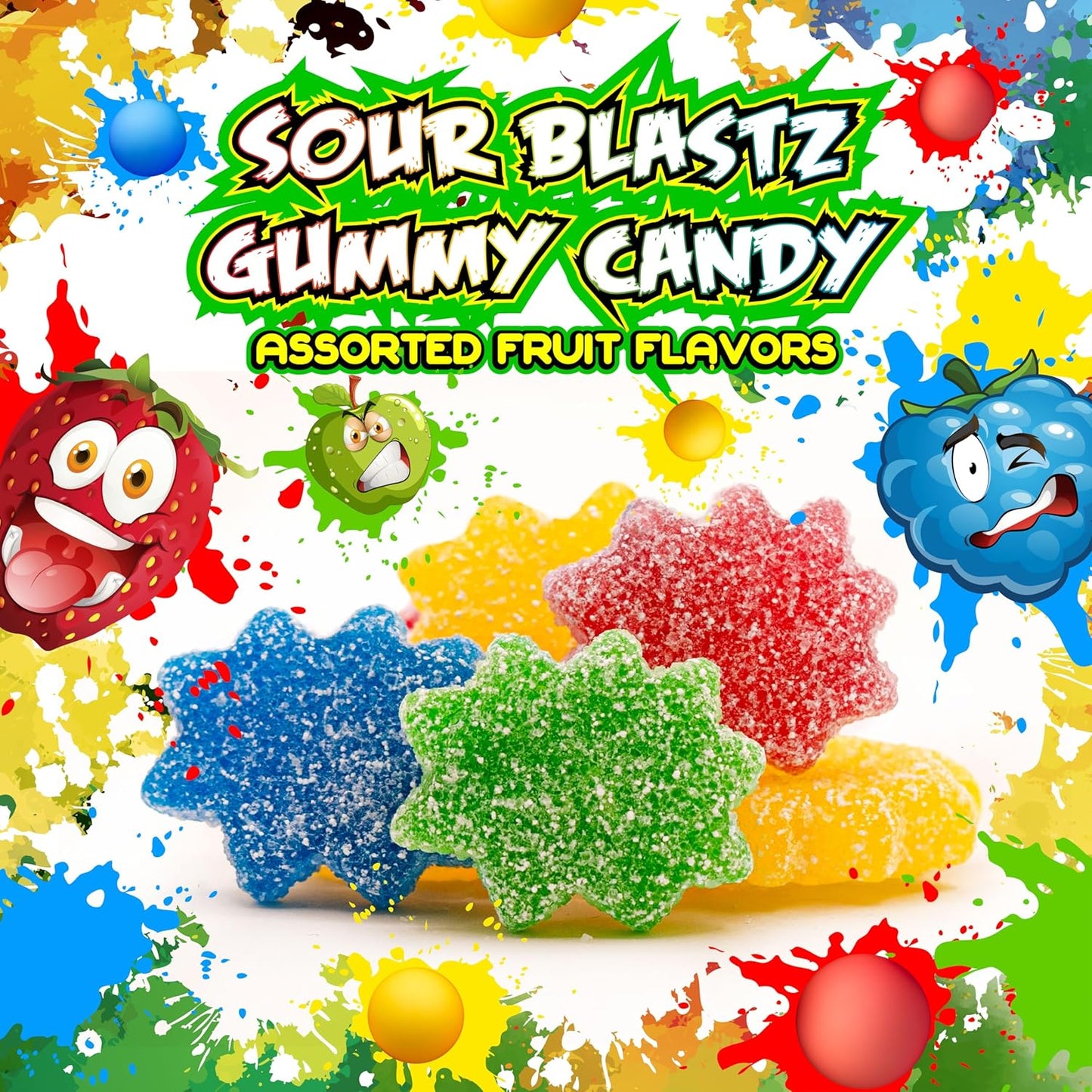 16 Ounces Pack | Sour Blastz, 8-Ounce Bag + Sour Rainbow Belts Bite Size, 8-Ounce Bag