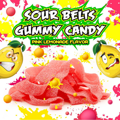 SourZap Sour Belts | 8-Ounce Bag | Gummy Candy | Pink Lemonade Flavor