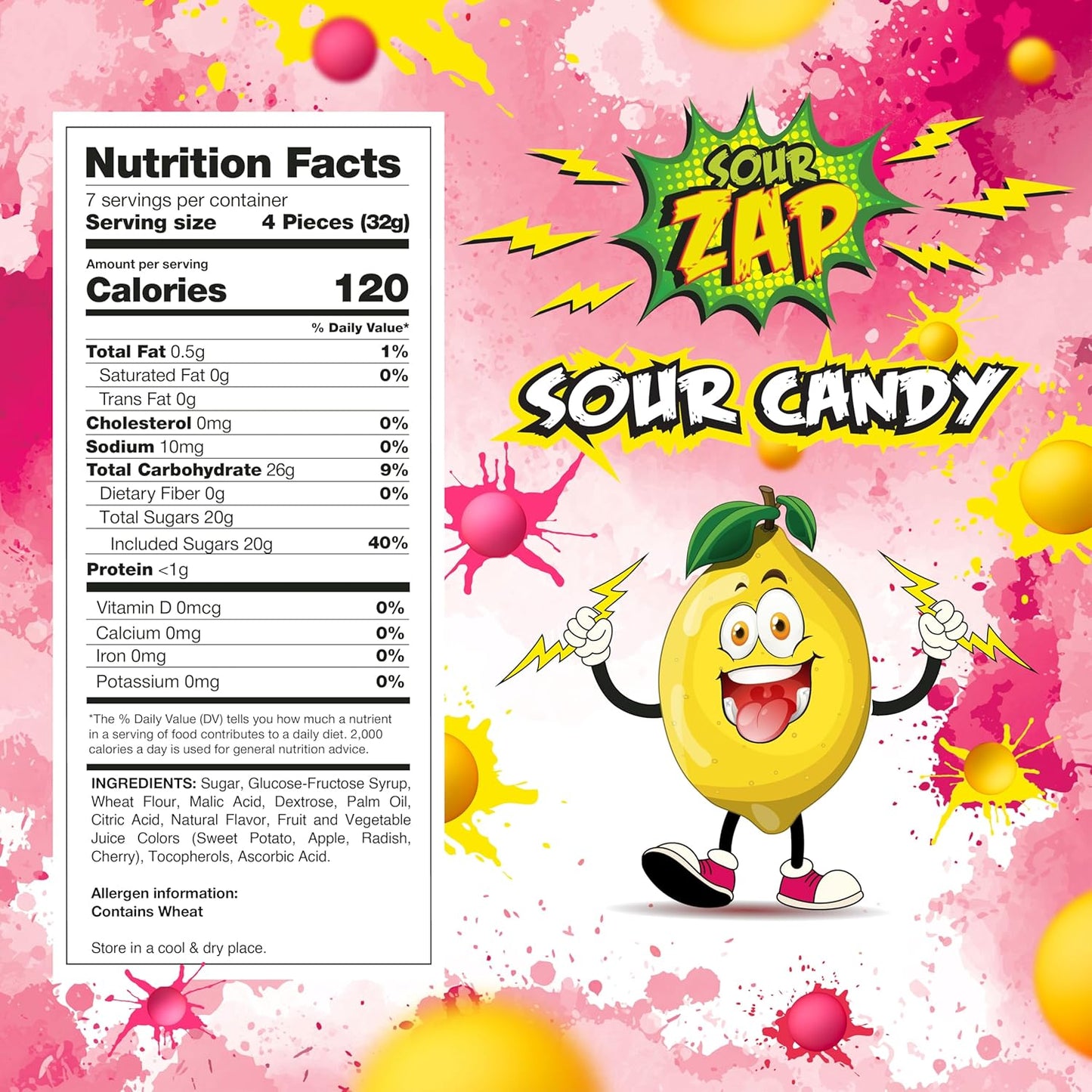 SourZap Sour Belts | 16-Ounce Pack | Gummy Candy | Pink Lemonade Flavor