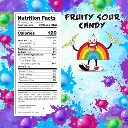Sour Belts, Bite-Size Gummy Candy, Berry Flavors, 2 Lb Bag