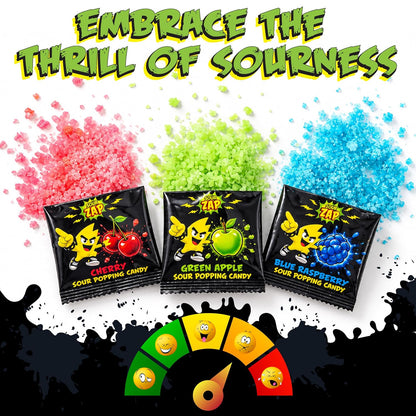 Sour Popping Candy, Halloween Treats, Assorted Fruit Flavors, 40 Count (Pack of 3), 12.6 oz