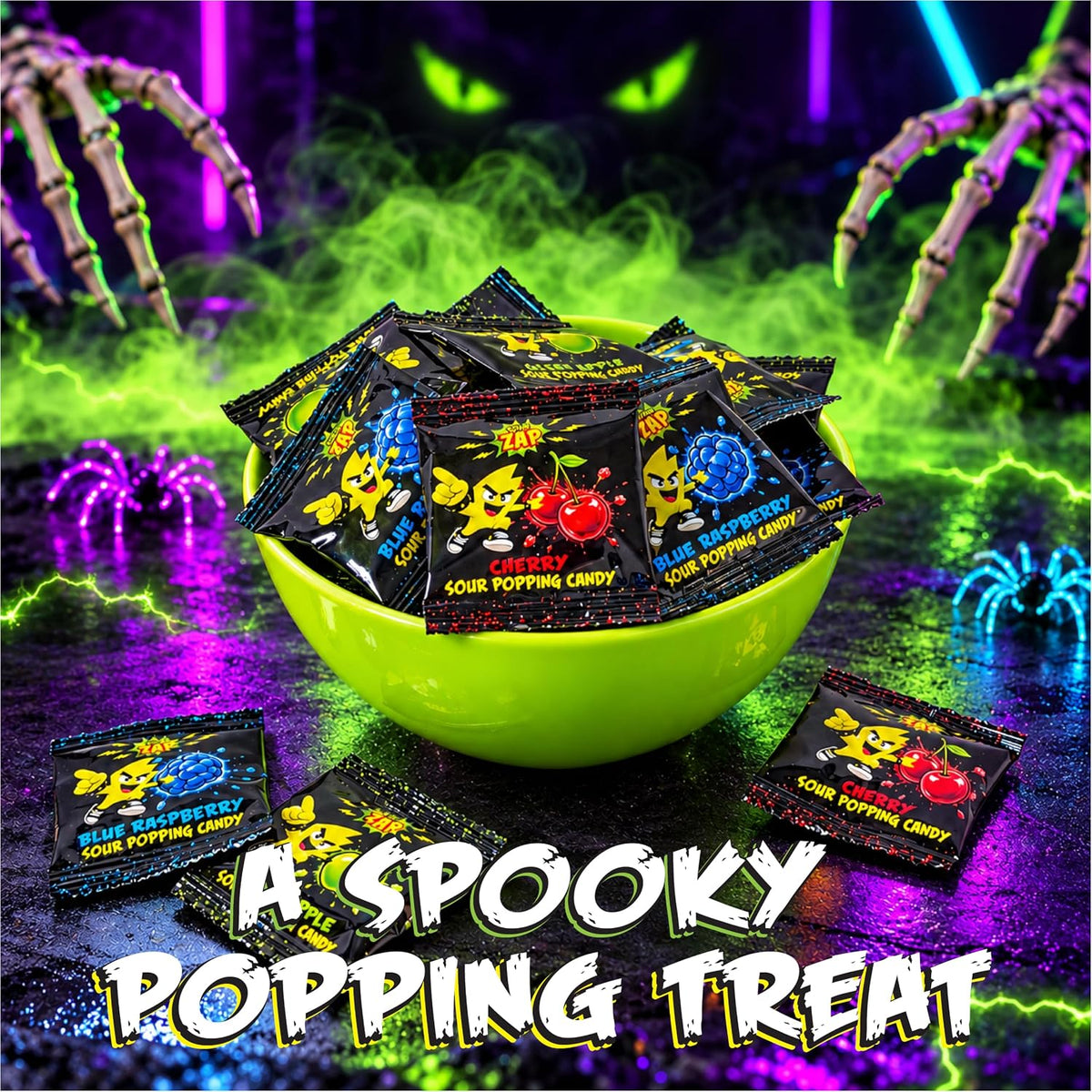 Sour Popping Candy, Halloween Treats, Assorted Fruit Flavors, 40 Count (Pack of 3), 12.6 oz