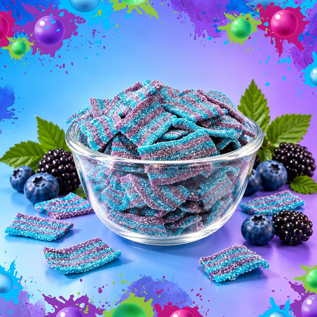 Sour Belts, Bite-Size Gummy Candy, Berry Flavors, 2 Lb Bag