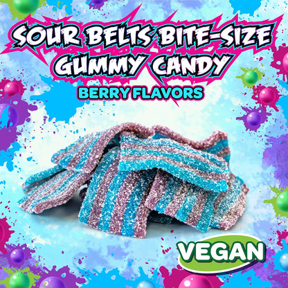 Sour Belts, Bite-Size Gummy Candy, Berry Flavors, 2 Lb Bag