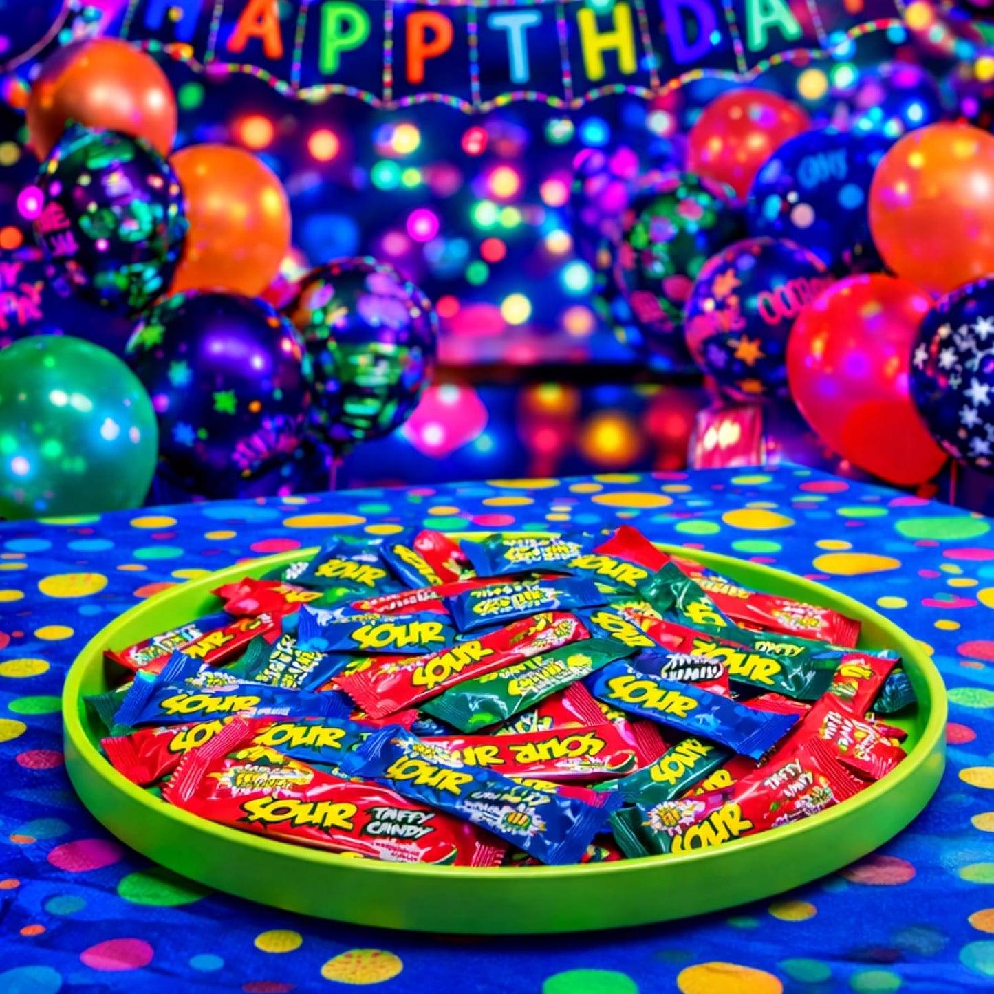 Sour Taffy Candy | 27 Snack Size Bars | Sour Candy Individually Wrapped | Green Apple, Watermelon, Blue Raspberry & Strawberry | Fruit Chews for Goodie Bags & Party Favors