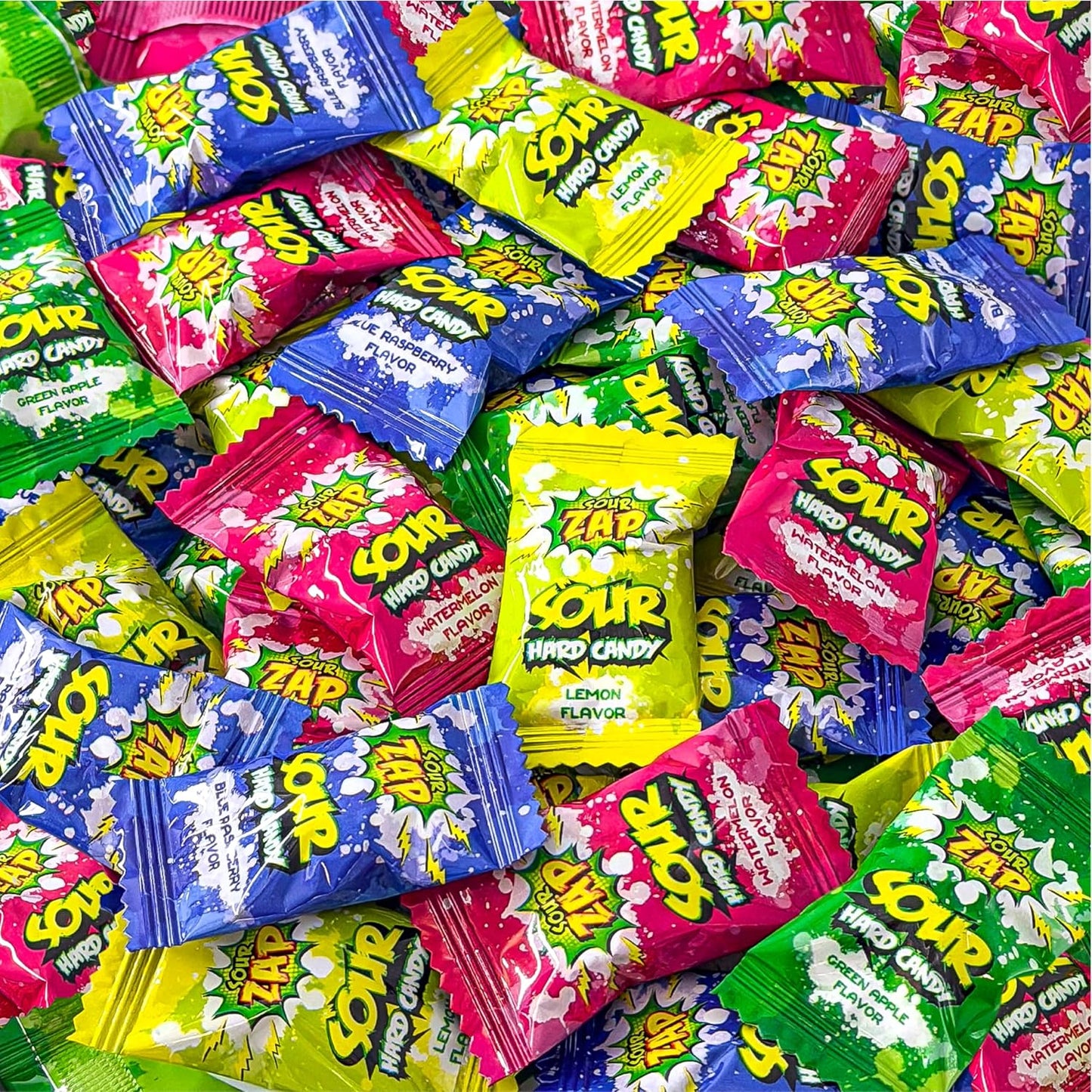 Sour Hard Candy | 1 Pound Bag | Assorted Fruit Flavors Candies | Green Apple, Watermelon, Blue Raspberry & Lemon Flavors for Easter Eggs Fillers, Parties & Jars