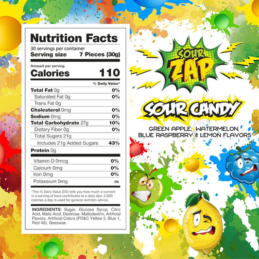 Sour Hard Candy | 2 Pound Bag | Assorted Fruit Flavors Candies | Green Apple, Watermelon, Blue Raspberry & Lemon Flavors for Easter Eggs Fillers, Parties & Jars (Copy)