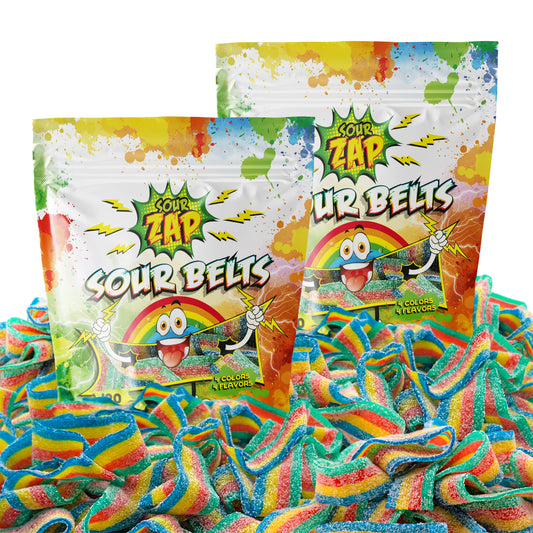 SourZap Sour Belts | 16-Ounce Pack | Rainbow Gummy Candy | Assorted Fruit Flavors